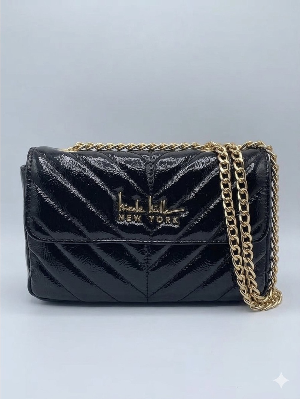 🆕 Nicole Miller New York Black Leather Quilted Crossbody Bag